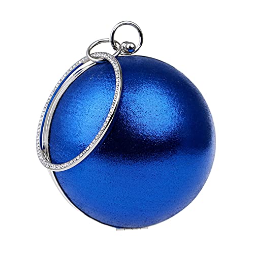 Abendtasche Clutch-Tasche für Damen Frauen Abendtaschen Mit Schulterkette Clutch Taschen Party Hochzeit Handtaschen Runde Ball Metall Taschen (Color : Blue, Size : S) Cover