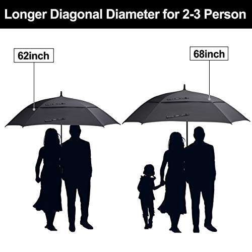 image for G4Free Extra Large Golf Umbrella Double Canopy Vented Square Umbrella 