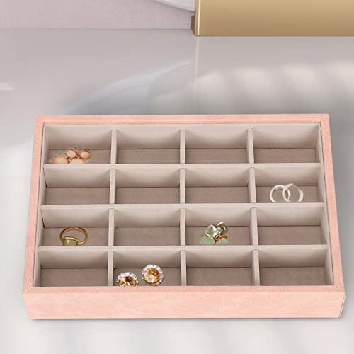 Anko 16-Section Jewellery Organizer | Stylish Jewellery Box for Women | Jewellery Organizer for Earning, Necklace, Rings, Bangle, Bracelets, Charms, Pendant, | MDF & Non-Woven Fabric | Pink