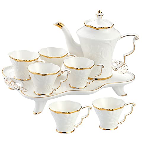 Set de cafetera y tazas con bandeja de vidrio 8 piezas