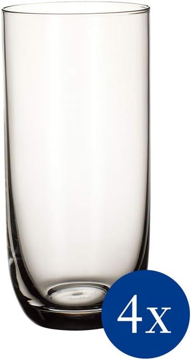 Villeroy & Boch La Divina Longdrink Glass, Set of 4, Tall Glass for Water/Cocktails, 13.5 oz, Crystal