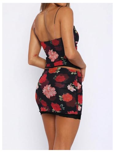 SOLY HUX Women's Summer Mesh Mini Skirt Sets 2 Piece Sexy Crop Camisole Tops Skirts Y2K Suit Going Out Outfits2