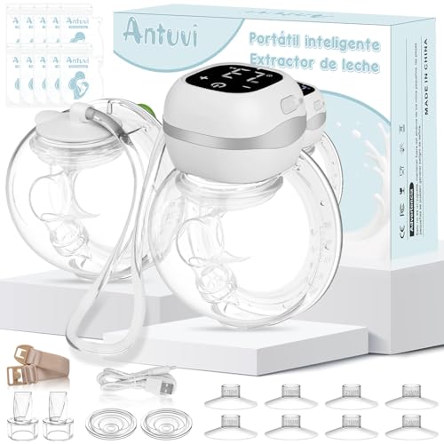 ANTUVI 2 In 1 Vestível de Tirar Leite, Elétrica Extratora de Leite, Portátil Bomba Coletor de Leite, 3 Modos Multidimensional, Livre de BPA