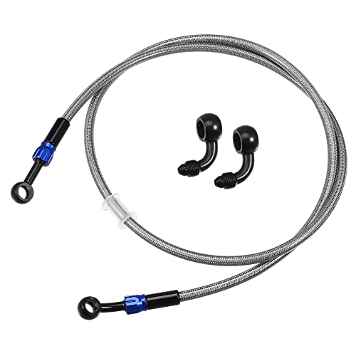Tuyau de frein moto AN3 flexible hydraulique argent 120 cm 28 90 deg