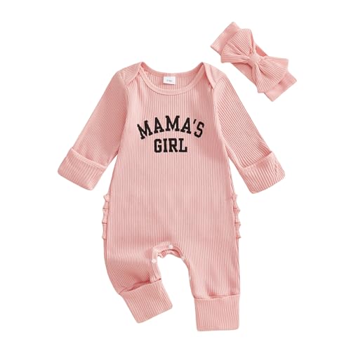 Image of Mieeyali Mothers Day Outfit Baby Girl Romper I Love Mom Jumpsuit Newborn Preemie Hospital Coming Home Clothes