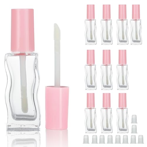 COSIDEA 10 pcs 10ml Pink Empty glass lip gloss tubes lipgloss tube container bottles for coconut oil liptin refill