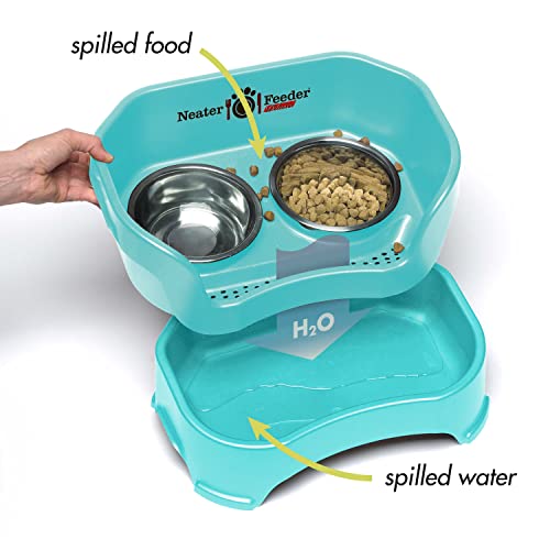 Neater Pet Brands Neater Feeder Deluxe Mess Proof Dog Bowls Elevated for Small Dogs Under 19 lbs, Made in USA, No Spill Raised Dog Food Bowl Stand Feeding Station, Food and Water Bowl Set, Aquamarine by Neater Pet Brands - Image 3