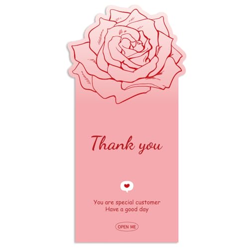 4.7 Inch Large Pink Thank You Stickers for Small Business 100 Pcs Rose Shaped Personalized Self-Adhesive Sealing Stickers Thank You Labels