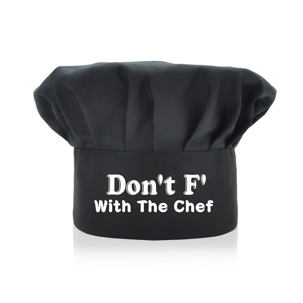 AGMdesign Don't F with The Chef Funny Chef Hat, Funny Chef Wear, Adjustable Kitchen Cooking Hat for Men & Women Black, Mother's Day/Father's Day/Birthday Gift for Him, Her, Mom, Dad, Friend