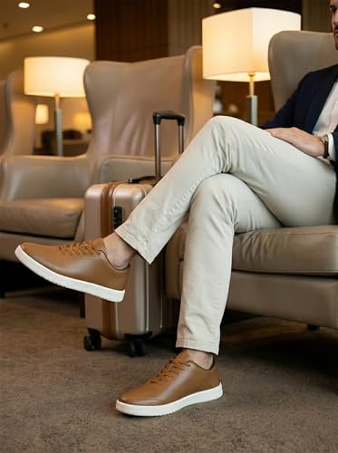 Image of Men's Barefoot Dress Shoes - Zero Drop Comfort Breathable Micro-Perforated Learher, No Break-in Needed, Slip-On Elastic Laces for Business & Travel