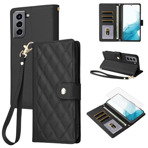 Étui en cuir de luxe pour Samsung S21+ 5G avec protection écran haut de gamme