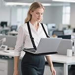 Portable Walking Laptop Harness, Adjustable Wearable Laptop Stand with Ergonomic Straps for 16in Laptops Tablets E-Readers for Outdoor Work