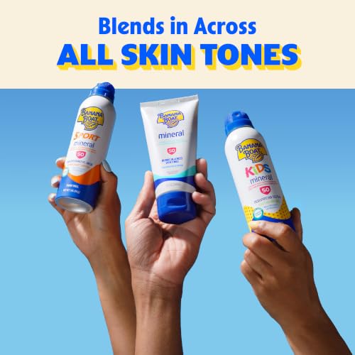 Image of Banana Boat Sensitive Mineral Sunscreen Lotion SPF 50, 5 Fl Oz | Zinc oxide sunscreen, 12 moisturization, Non-greasy, Sweat and water resistant sunblock, UVA /UVB broad spectrum protection