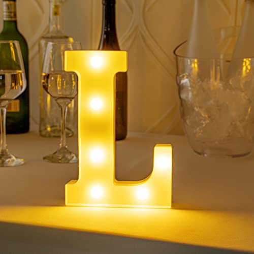 Image of Restaurantware Illumify 5.9 x 1.2 x 8.7 Inch Light Up Letter 1 Durable Marquee LED Light - Letter L Touchproof White Plastic Party Light Keyhole Slot For Parties Weddings Or Special Events