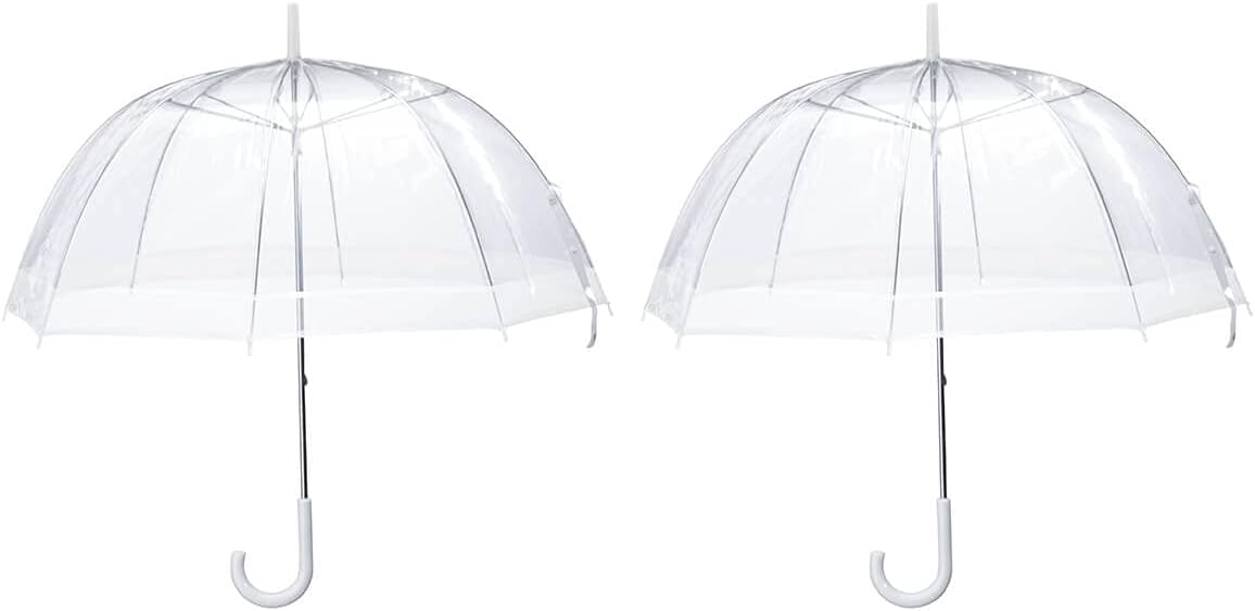 Miles Kimball Clear Dome Umbrella, Durable Wind-Resistant Umbrella with Sturdy Bubble Design, Dome Canopy 29” Diameter, Set of 2