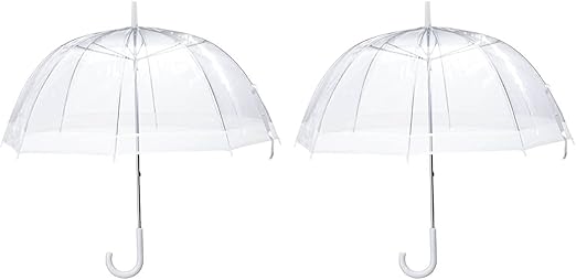 Miles Kimball Clear Dome Umbrella, Durable Wind-Resistant Umbrella with Sturdy Bubble Design, Dome Canopy 29” Diameter, Set of 2