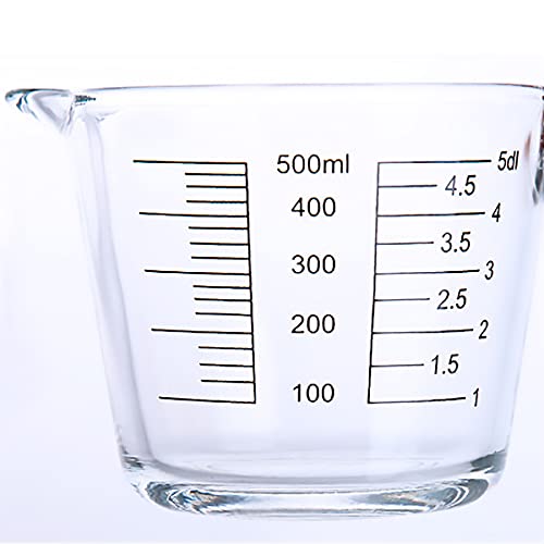 Dadamong Glass Measuring Cup With Bamboo Lid And Handle, Borosilicate Glass Multi-Function Graduated Beaker Mug, V-Shaped Spout Milk Cup For Liquids, Microwave And Oven Safe (500Ml) #TOP4