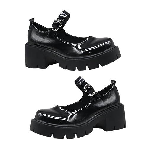 Chaussures à boucle talons carrés et plateforme pour femmes au style printanier rétro