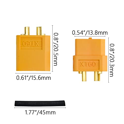 Xingyheng 20 Pairs Xt60 Male Female Bullet Connectors Plugs With Heat Shrink Tubing #TOP2