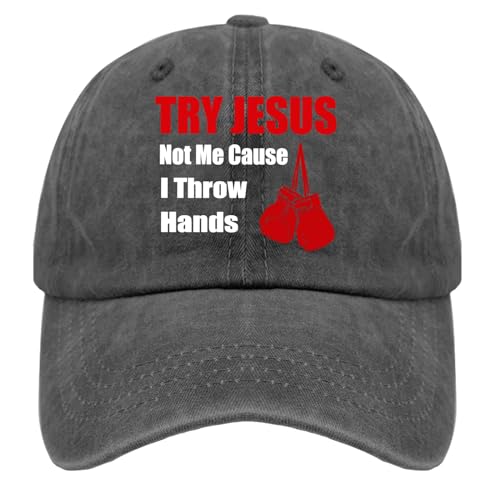 Hat Try Jesus Not Me Cause I Throw Hands Baseball Cap Cap Vintage Cotton Washed Baseball Caps