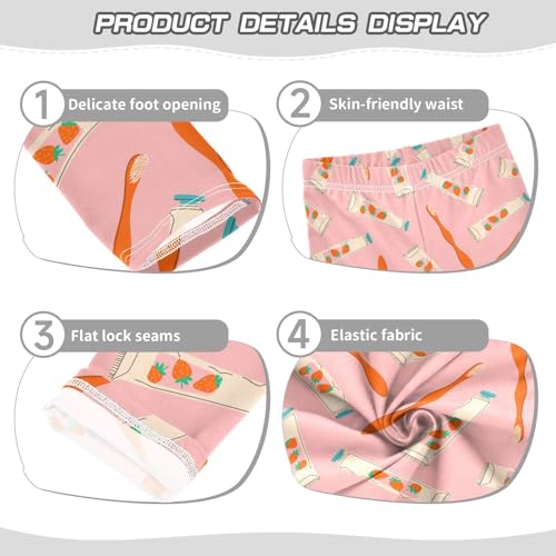 Toothbrush Toothpast Girls Leggings,Workout Leggings for Girls Toddler Athletic Legging Size for 3-10T3