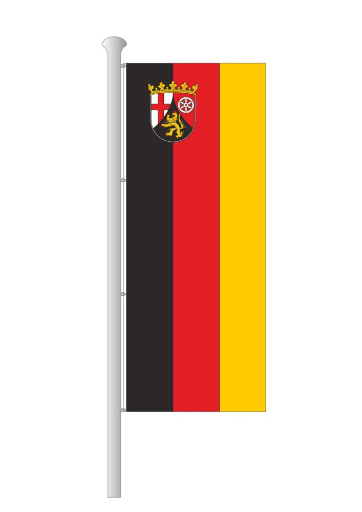 Deitert Bundesland-Flagge Rheinland-Pfalz – 150x400 cm Rheinland-Pfalz Fahne mit Wappen im Hochformat, Hissfahne aus reißfestem Polyester