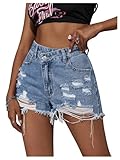Floerns Women's High Waisted Distressed Denim Shorts Ripped Y2k Mini Jean Shorts Medium Wash X-Large