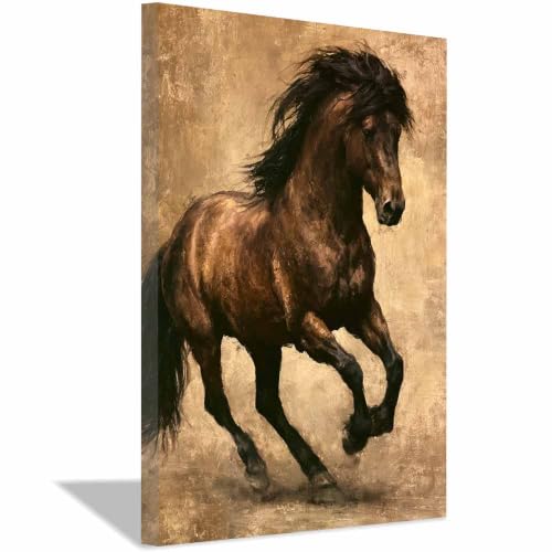 Photo déco salon cheval galopant et peinture sur toile maison animaux 60x90