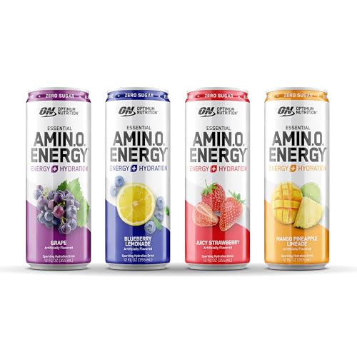 Optimum Nutrition Amino Energy Hydration Drink, Variety Pack, 12 Ct | 12 Fl Oz On The Go Sparkling Hydration Drink with Electrolytes and BCAAs, Zero Sugar, 100mg Caffeine Per Serving, 12-Pack - image 8
