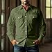 Xiaojmake Western Cowboy Shirts for Men Tactical Button Up Cotton Work T-Shirt Spring Casual Shirt Jacket with Flap Pockets Army Green