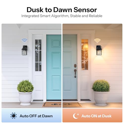 Image of Gleamz Dusk to Dawn Outdoor Porch Light with GFCI Outlet, Anti-Rust, Black