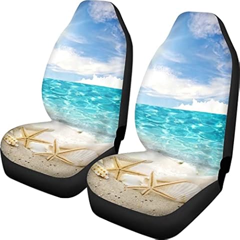 Pehede Seat Covers for SUV Relax Summer Beach Starfish Shells Sand Durable Car Seat Protectors,Interior Covers for Auto Truck Van SUV 2 Pcs Cover