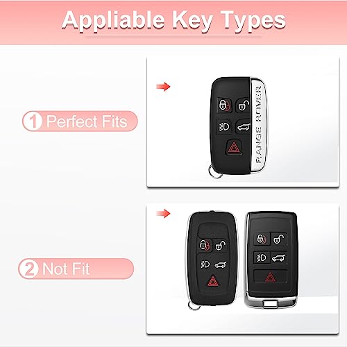 Image of Pangpai Pink Key Fob Cover for Land Rover Jaguar, Soft TPU Key Case Protection with Bling Keychain Fit for Evoque Velar Sport Discovery Freelander2 LR4 Sport Jaguar XF XJ XE F-PACE F-TYPE