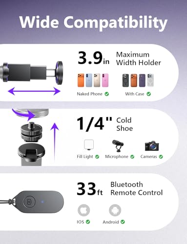 LISEN Tripod for iPhone 18 Pro Max 8K Video Selfie Stick with Remote 67" - image 8