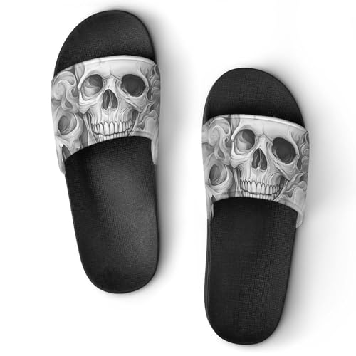 Smoky Skull Head Slippers for Men Wormen Shower Bathroom Slipper Indoor Beach Non Slip Sandal