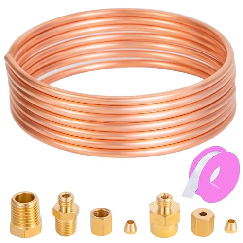 YullSorom 72'' Oil Pressure Gauge Tubing Kit, Set of Copper Tube and Threaded Brass Parts,Oil Pressure Gauge...