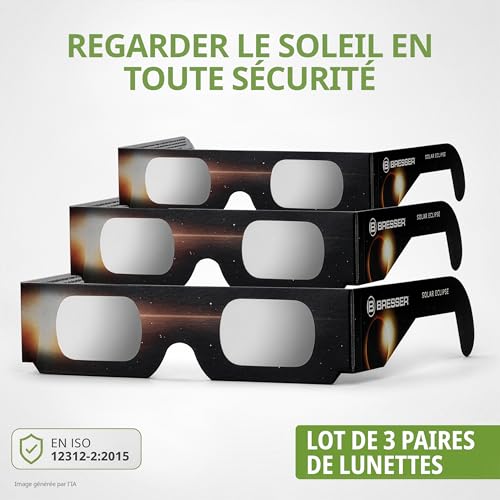 BRESSER Lunettes Eclipse Solaire certifiée CE ISO 12312-2 lot de 3 – vue 2