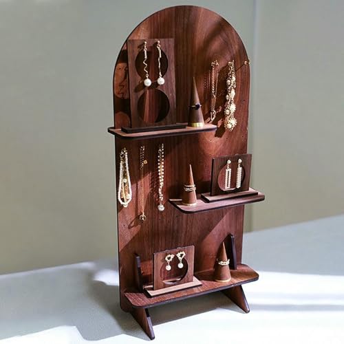 Coiffeuse ordonnée grâce au support de bureau avec trou ovale pour bijoux - 7