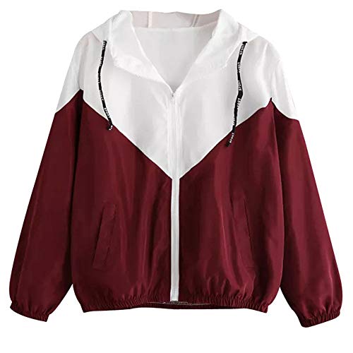 Sudadera Mujer Cremallera, K-Youth Abrigo para Mujer Sudaderas Adolescentes Chicas Invierno Bolsillo Deportivas Sudaderas Tumblr Mujer Niña Chandal Sudaderas con Capucha Mujer (Rojo-A, M)