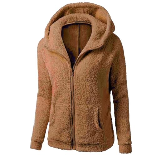 riou Chaquetas de Felpa Suave para Mujer Cálida Cremallera Abrigo con Capucha Casual Suéter Ligero y Cómodo Sweatshirt Hoodie Talla Grande Rapa Mjuer Invierno 2023 Blusas Tops
