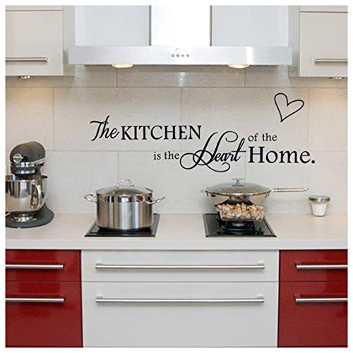 Bestjybt The Kitchen is The Heart of The Home, DIY Removable Kitchen Wall Sticker Dining Room Motivational Wall Decals, Family Inspirational Wall Stickers Quotes