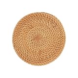 鍋敷き籐編 耐熱鍋敷き 丸型 洗える断熱マット ナチュラル ラタン 厚手 職人手編み オーブンシート 手作り 天然素材 鍋マット耐熱 籐製小物置き 敷き 厚手 職人手編み オーブンシート 手作り 天然素材 鍋マット耐熱シート (13CM)
