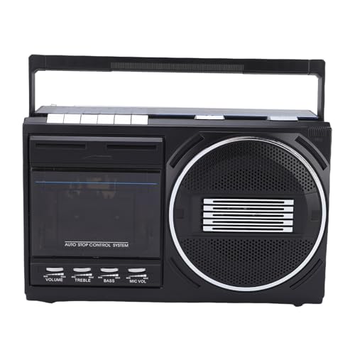 Denash Reproductor de Cintas de Cassette, Grabación USB, Sonido Estéreo, Radio de Boombox de, Altavoz de Karaoke, Diseño Liviano, Operación de Baterías, Grabadora de Cassette (EU Enchufe 220V)