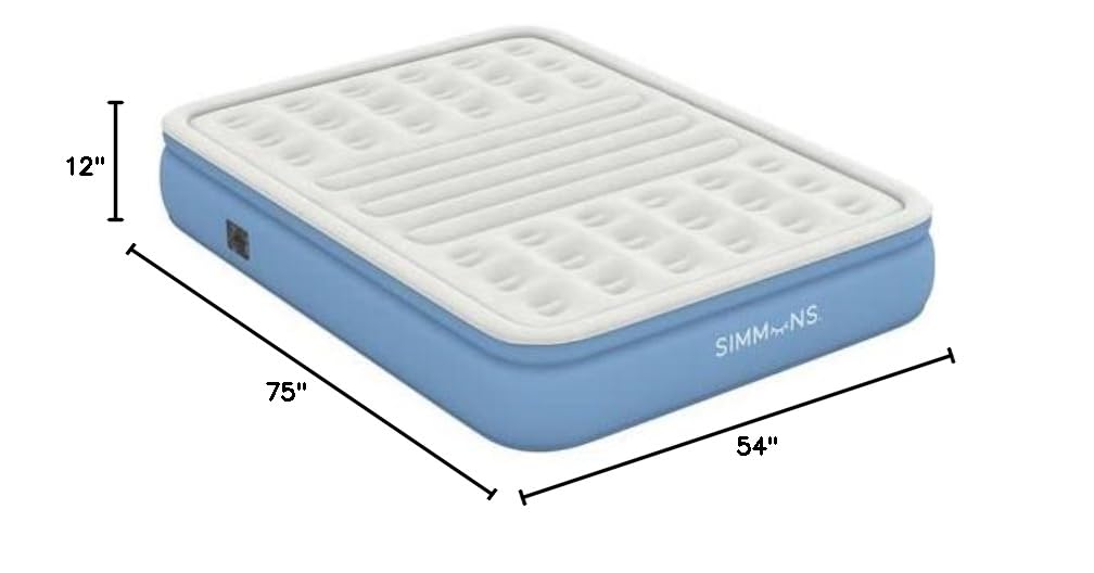 Simmons Lumbar Firm, 12" TriZone Air Mattress with Builtin Pump and
