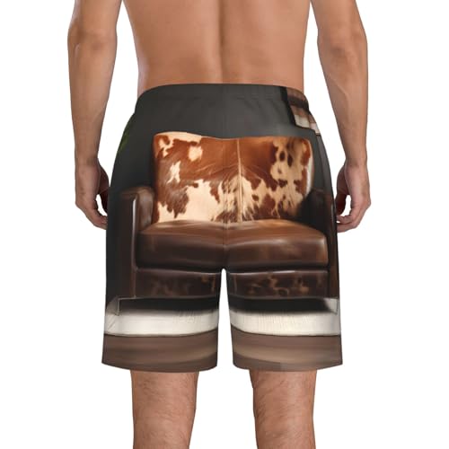Brown cowhides Print Stylish Men Beach Shorts Lightweight Cozy Swim Trunks Summer Casual Outings Holiday3