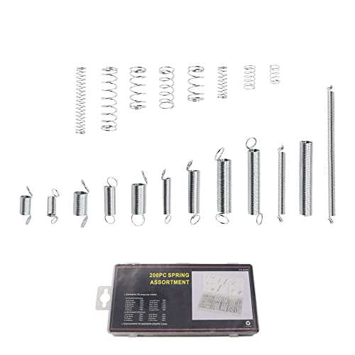 Image of Dianrui 200PCS Spring Assortment Kit 20 Different Sizes Mini Zinc Plated Steel Compression and Extension Springs for DIY Repair Project