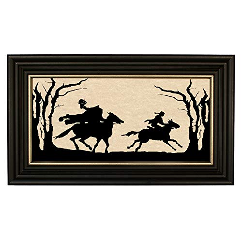 Framed Headless Horseman Handmade Paper Cut Silhouette Halloween Wall Art Decoration - 7' x 12'