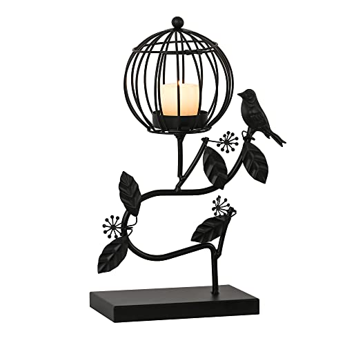 Birdcage Candle Holder,Lantern Candlestick Holders Gothic Vintage Home Wedding Decoration,Black