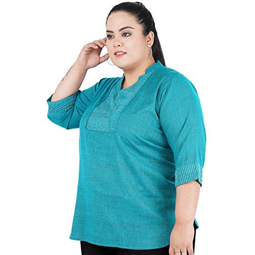Image of Indietoga Women's Plus Size Embroidered Cotton Linen Tunic Tops (2XL to 10XL)