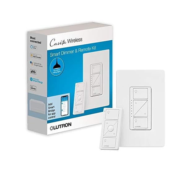 Lutron Caseta Smart Lighting Dimmer Switch and Remote Kit | P-PKG1W-WH | White